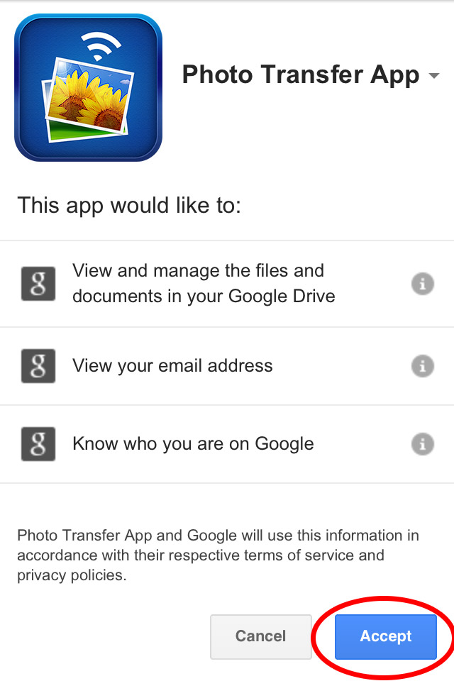 Photo Transfer App  Google Drive Plugin - How to Login to Google Drive  using Photo Transfer App Plugin